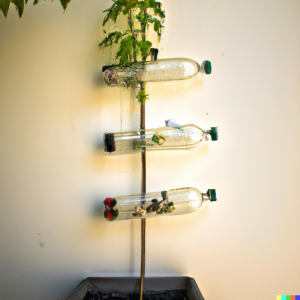 manualidad de maceteros hechos con botellas de plástico reciclado